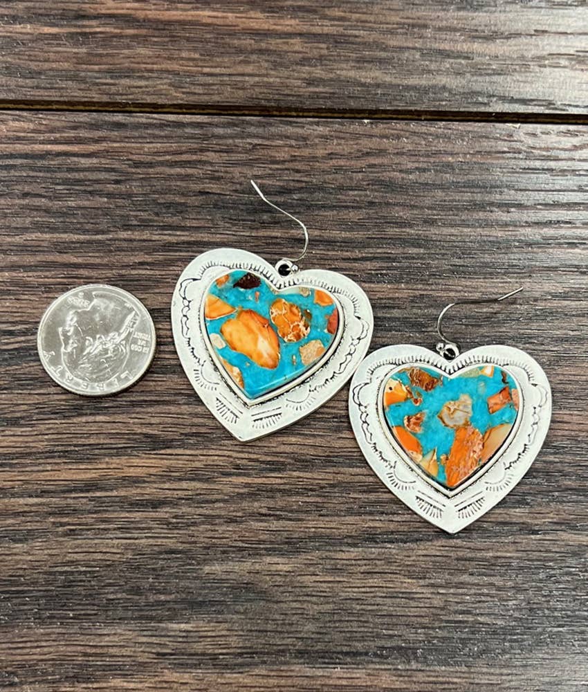 724378, Heart Gemstone Earrings