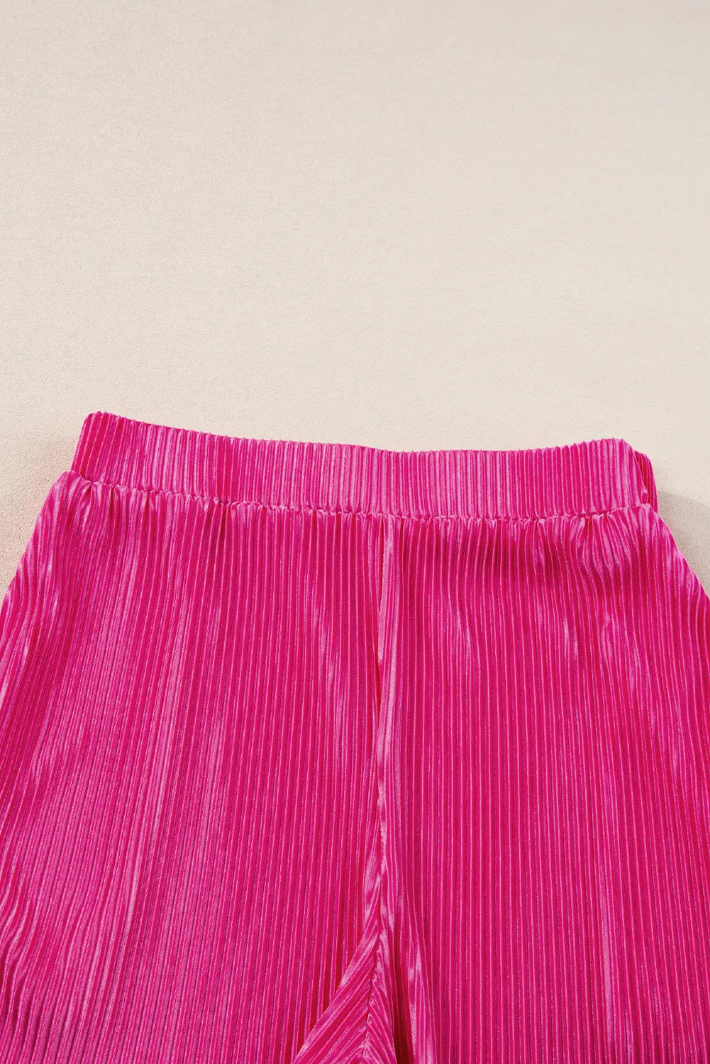 Bright Pink Casual Pleated Short Two-piece Set - Chic Meadow Boutique 