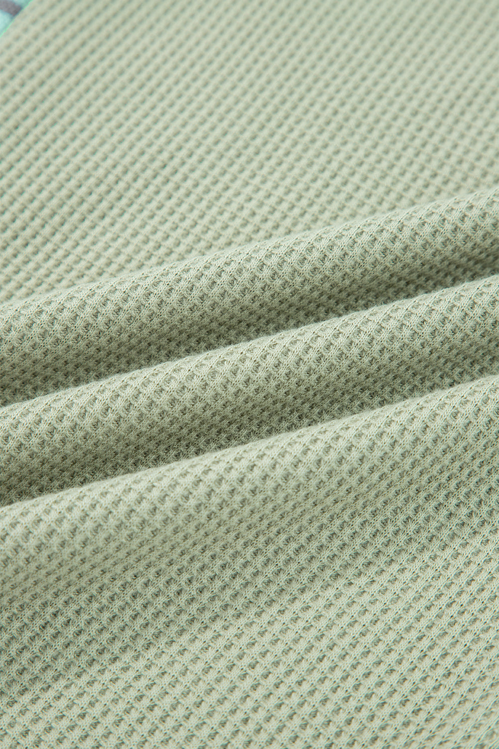 Meadow Mist Green Exposed Seam Waffle Striped Patchwork Baggy Pullover