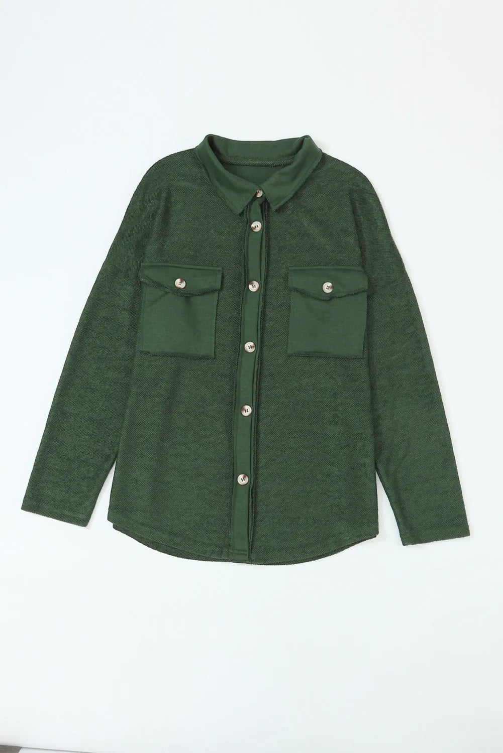 Green Contrast Flap Pockets Relaxed Shacket - Chic Meadow Boutique 