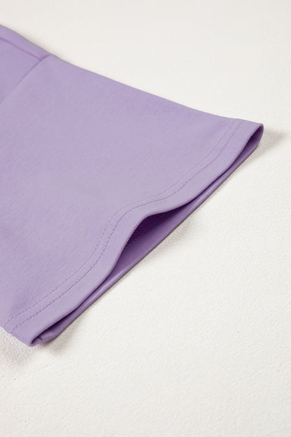 Wisteria Solid Color High Neck Oversize Tee