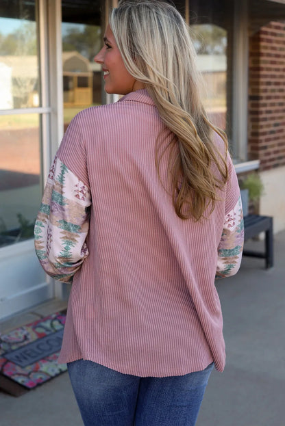 Pink Toltec Corduroy Contrast Shacket - Chic Meadow Boutique 