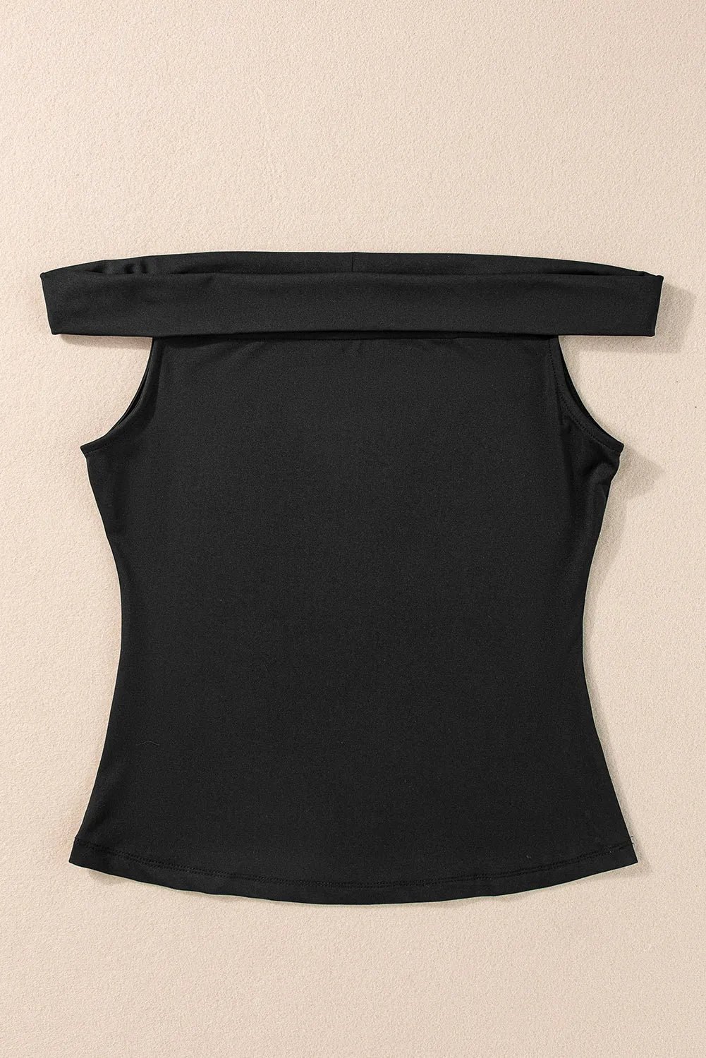 Black Folded Off Shoulder Slim Top - Chic Meadow Boutique 