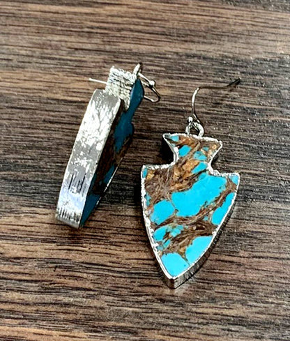 723039, 1.5" Arrowhead Gemstone Earrings