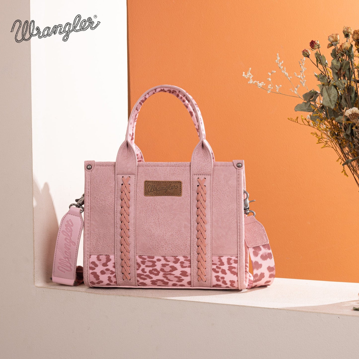 Wrangler Leopard Print Concealed Carry Tote/Crossbody - Pink - Chic Meadow Boutique