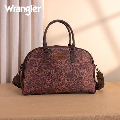 Wrangler Vintage Floral Printed Duffle Bag - Coffee - Chic Meadow Boutique