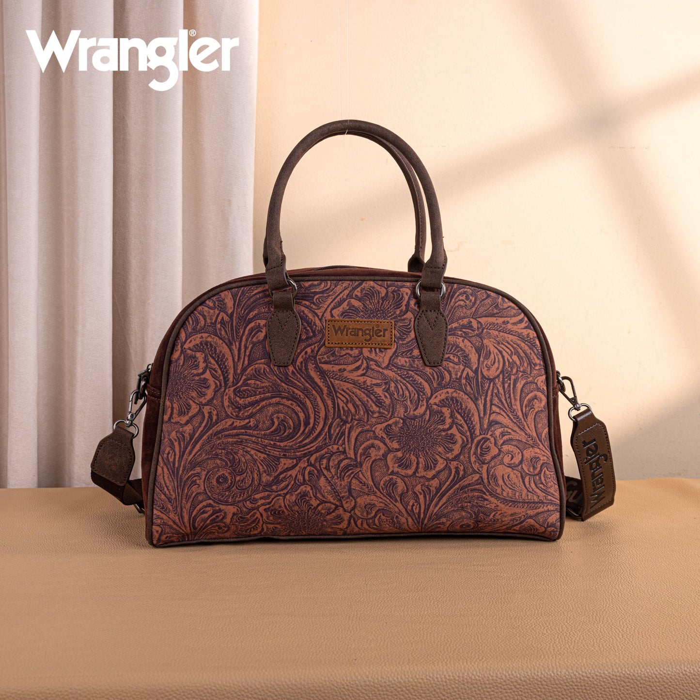 Wrangler Vintage Floral Printed Duffle Bag - Coffee - Chic Meadow Boutique
