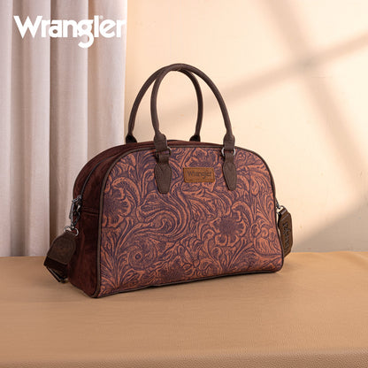 Wrangler Vintage Floral Printed Duffle Bag - Coffee - Chic Meadow Boutique