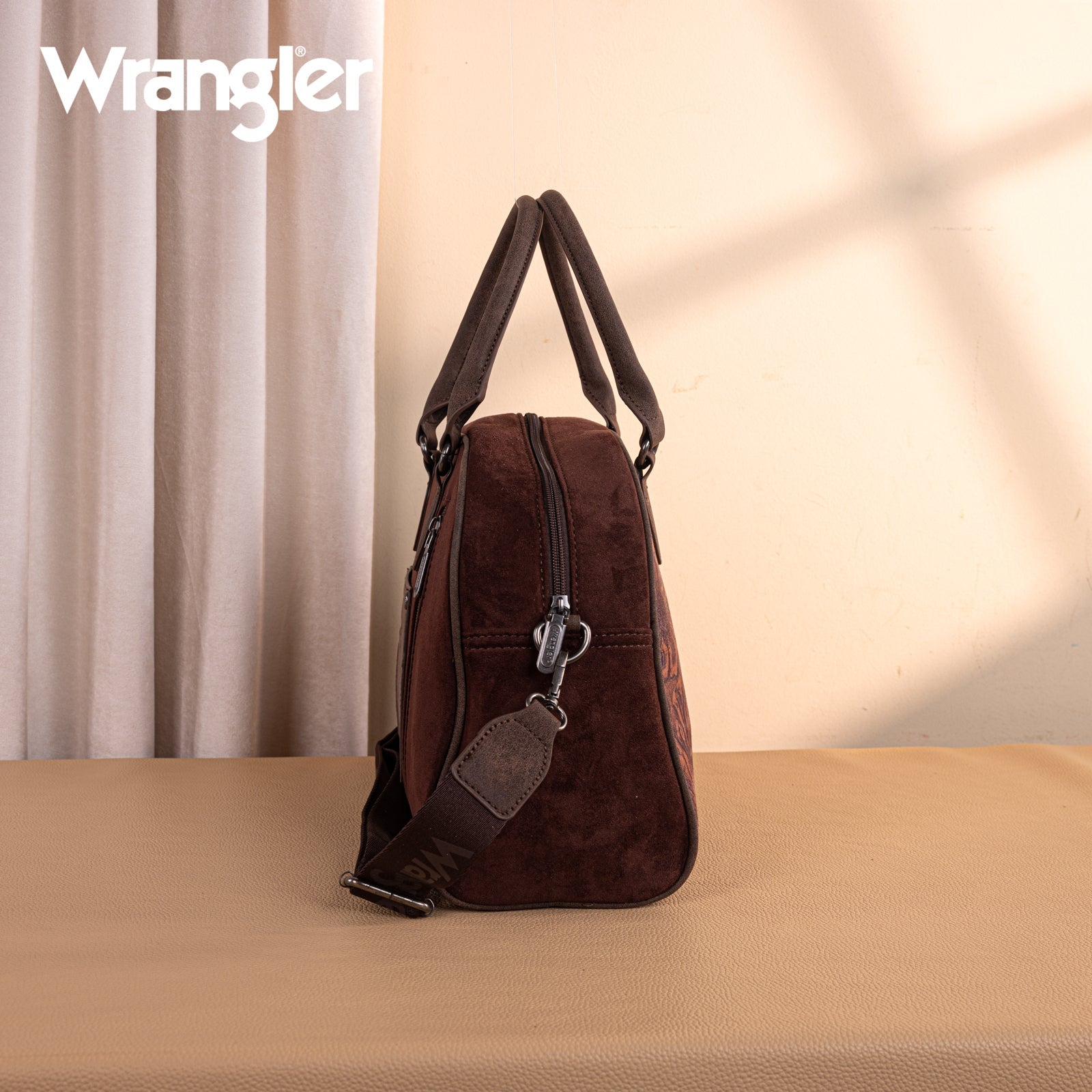 Wrangler Vintage Floral Printed Duffle Bag - Coffee - Chic Meadow Boutique