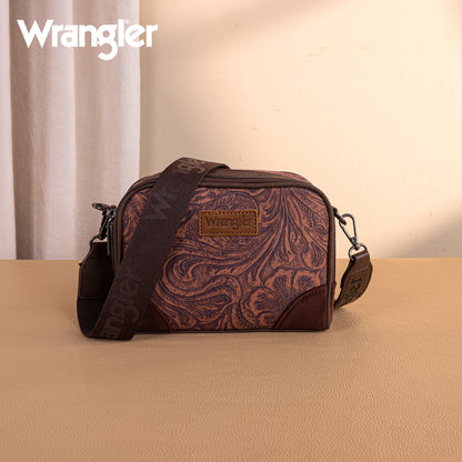 Wrangler Vintage Floral Printed Small Crossbody Bag - Coffee - Chic Meadow Boutique