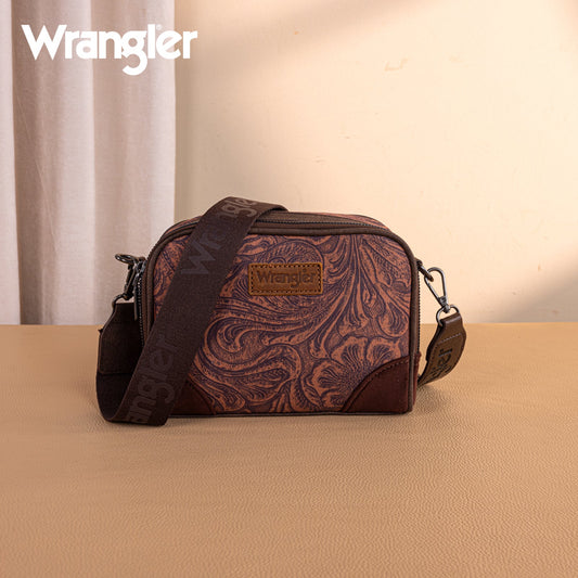 Wrangler Vintage Floral Printed Small Crossbody Bag - Coffee - Chic Meadow Boutique