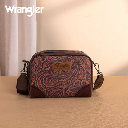 Wrangler Vintage Floral Printed Small Crossbody Bag - Coffee - Chic Meadow Boutique