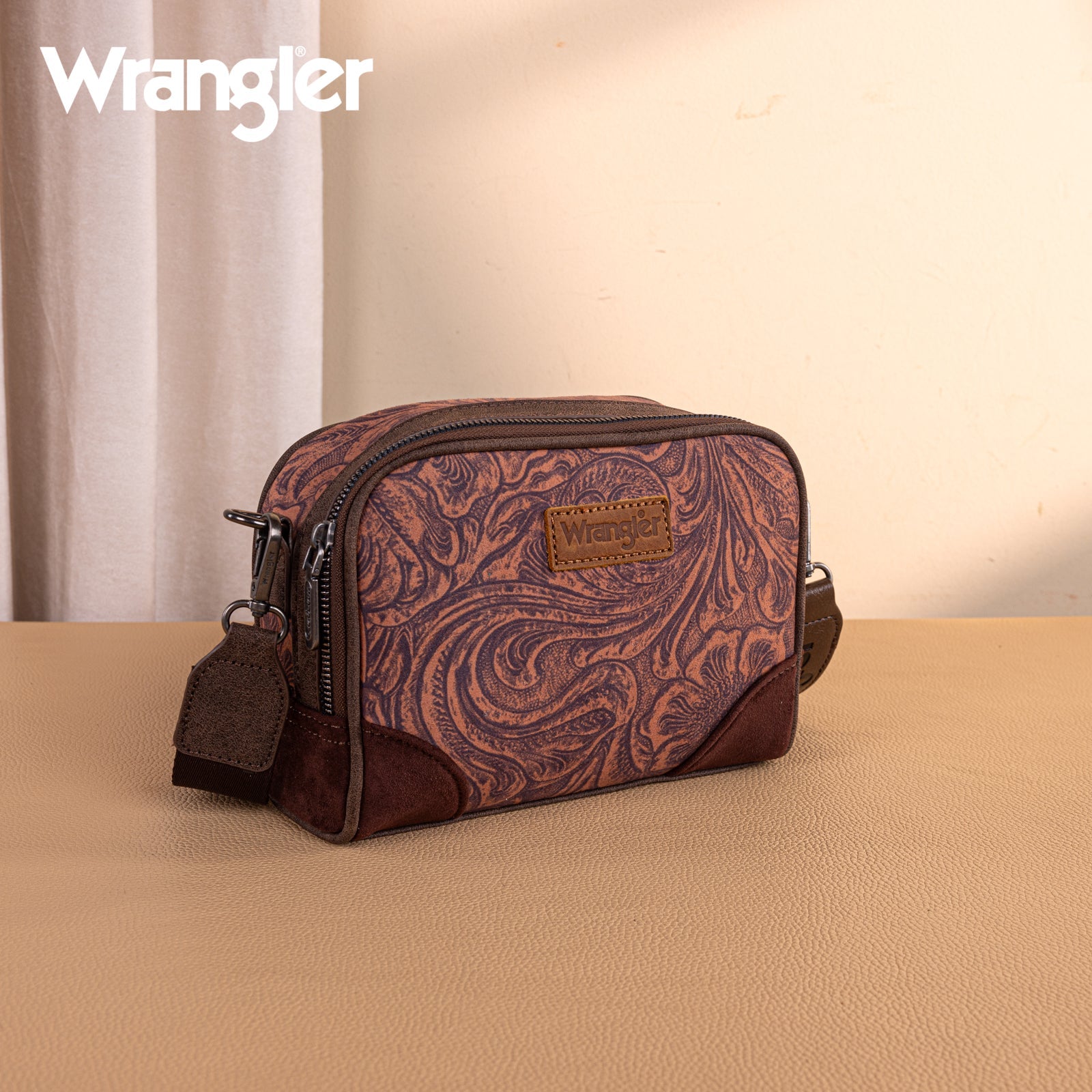 Wrangler Vintage Floral Printed Small Crossbody Bag - Coffee - Chic Meadow Boutique