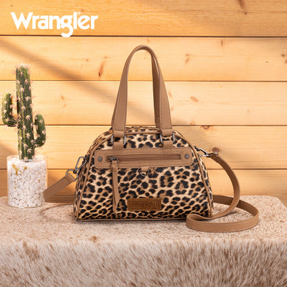 Wrangler Leopard Print Satchel/Crossbody Bag - Brown-Leopard - Chic Meadow Boutique