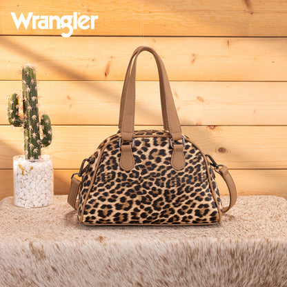 Wrangler Leopard Print Satchel/Crossbody Bag - Brown-Leopard - Chic Meadow Boutique
