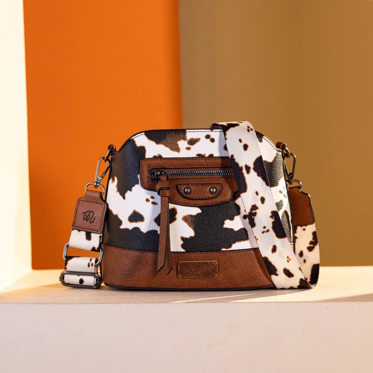 Wrangler Cow Print Crossbody Bag - Brown - Chic Meadow Boutique 