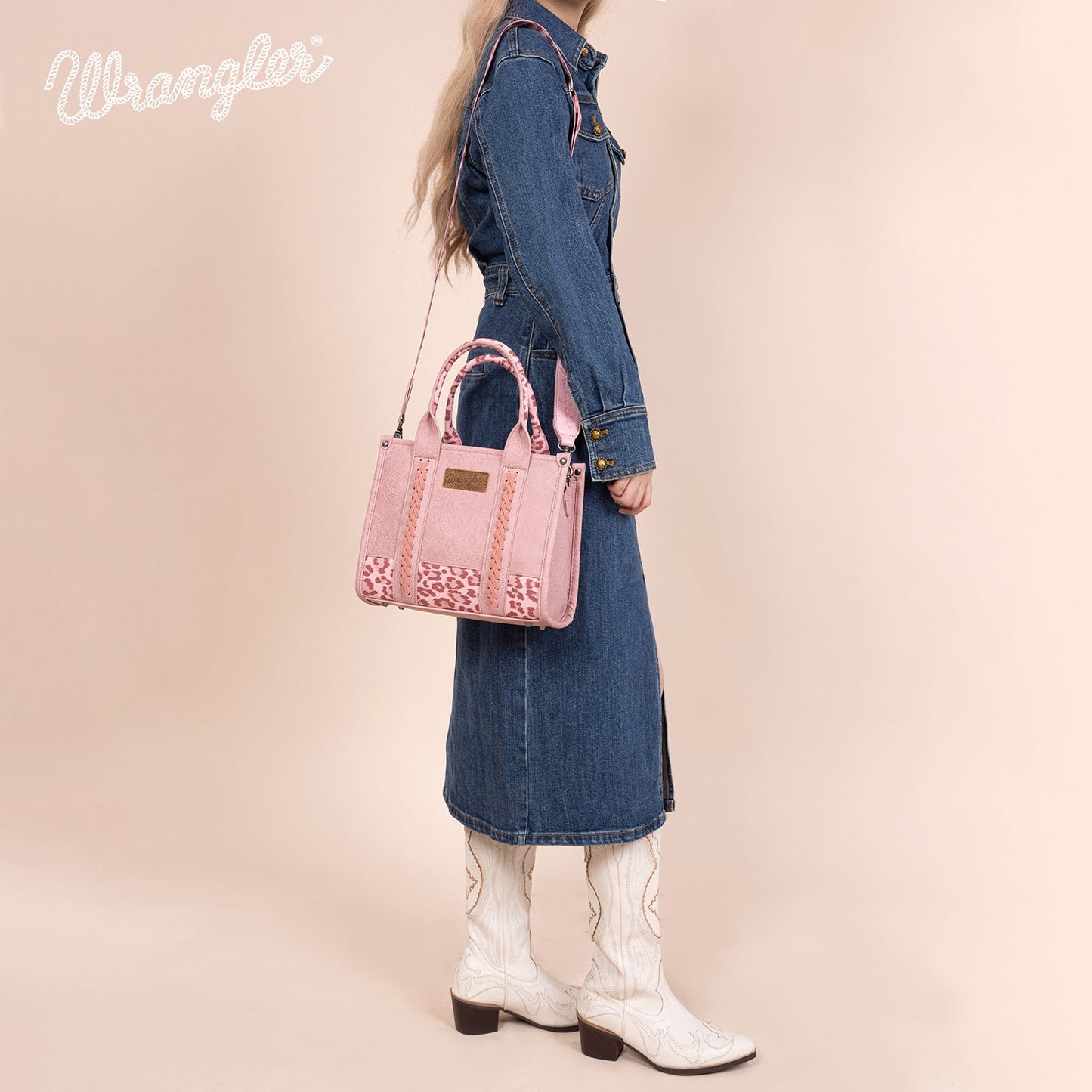 Wrangler Leopard Print Concealed Carry Tote/Crossbody - Pink - Chic Meadow Boutique