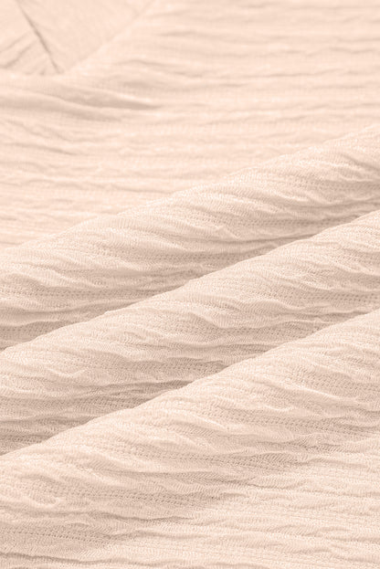 Apricot Textured V Neck T Shirt and Shorts Set