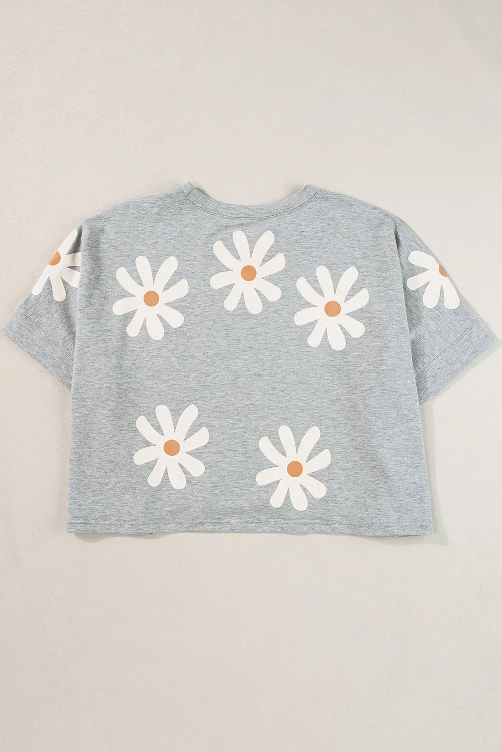 Gray Daisy Flower Printed Casual T Shirt - Chic Meadow Boutique 