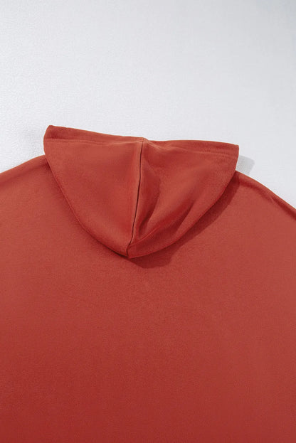 Red Clay Drop Shoulder Pocketed Baggy Drawstring Hoodie - Chic Meadow Boutique 