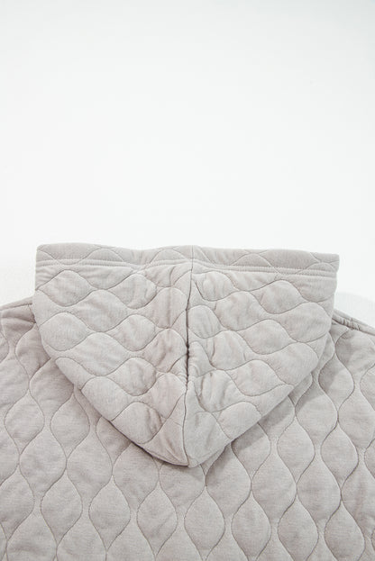 Gray Quilted Quarter Zip Plus Size Hoodie