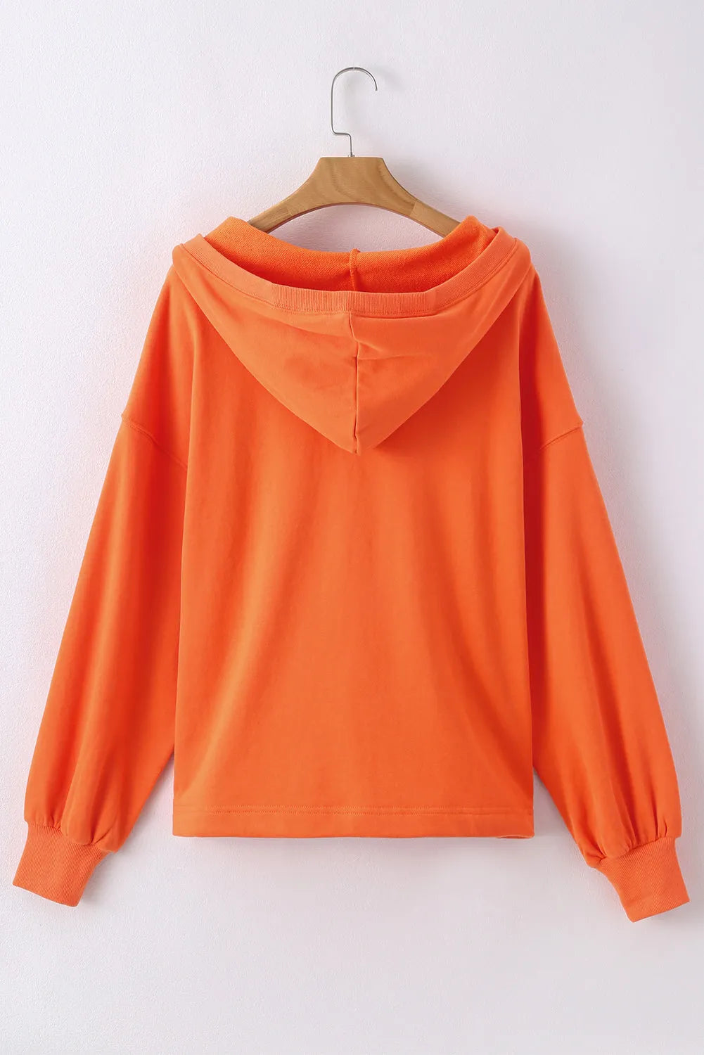 Tops/Sweatshirts & Hoodies Orange Solid Kangaroo Pocket Half Zipper Oversized Hoodie