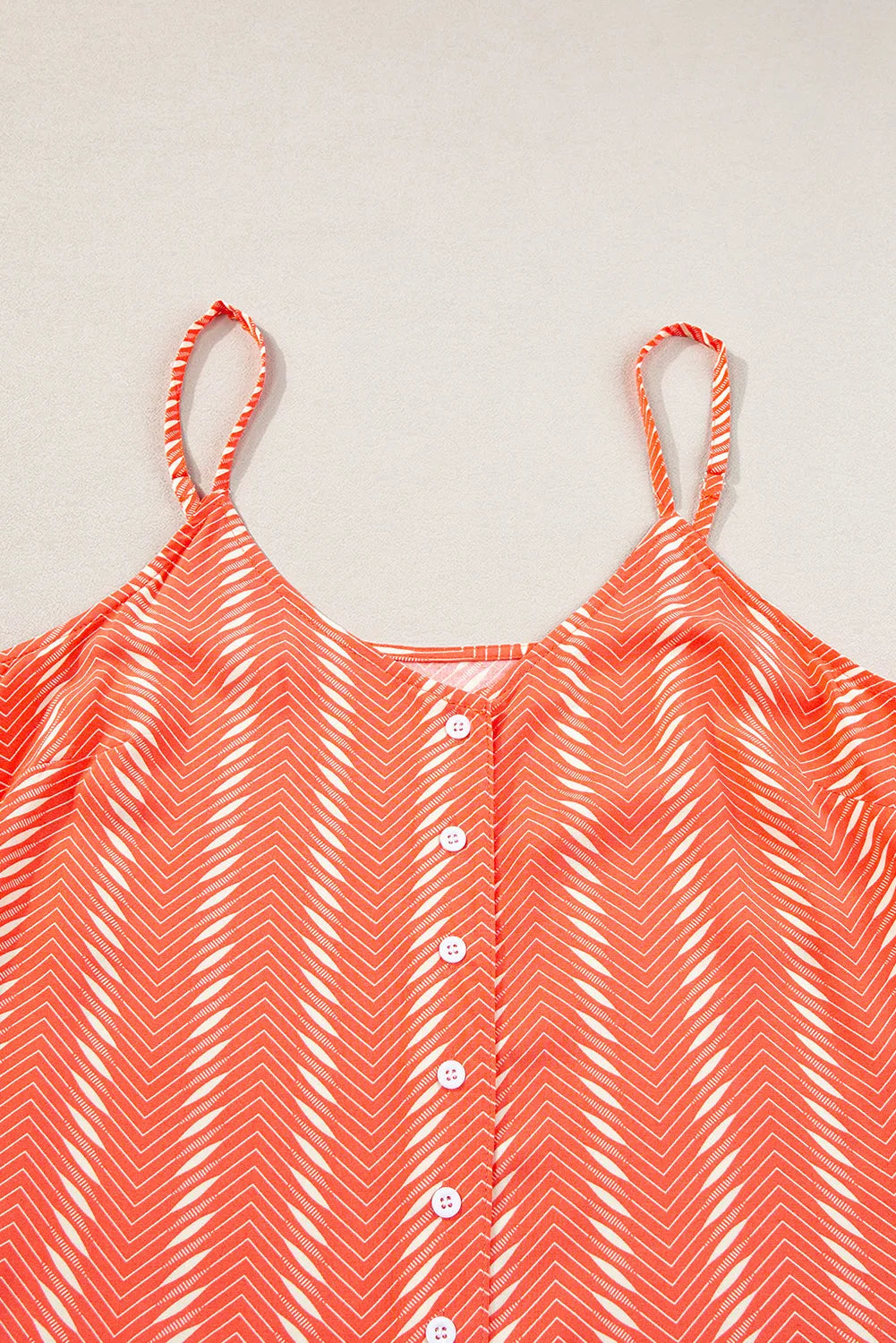 Orange Chevron Stripe Print Buttoned V Neck Cami Top - Chic Meadow Boutique 