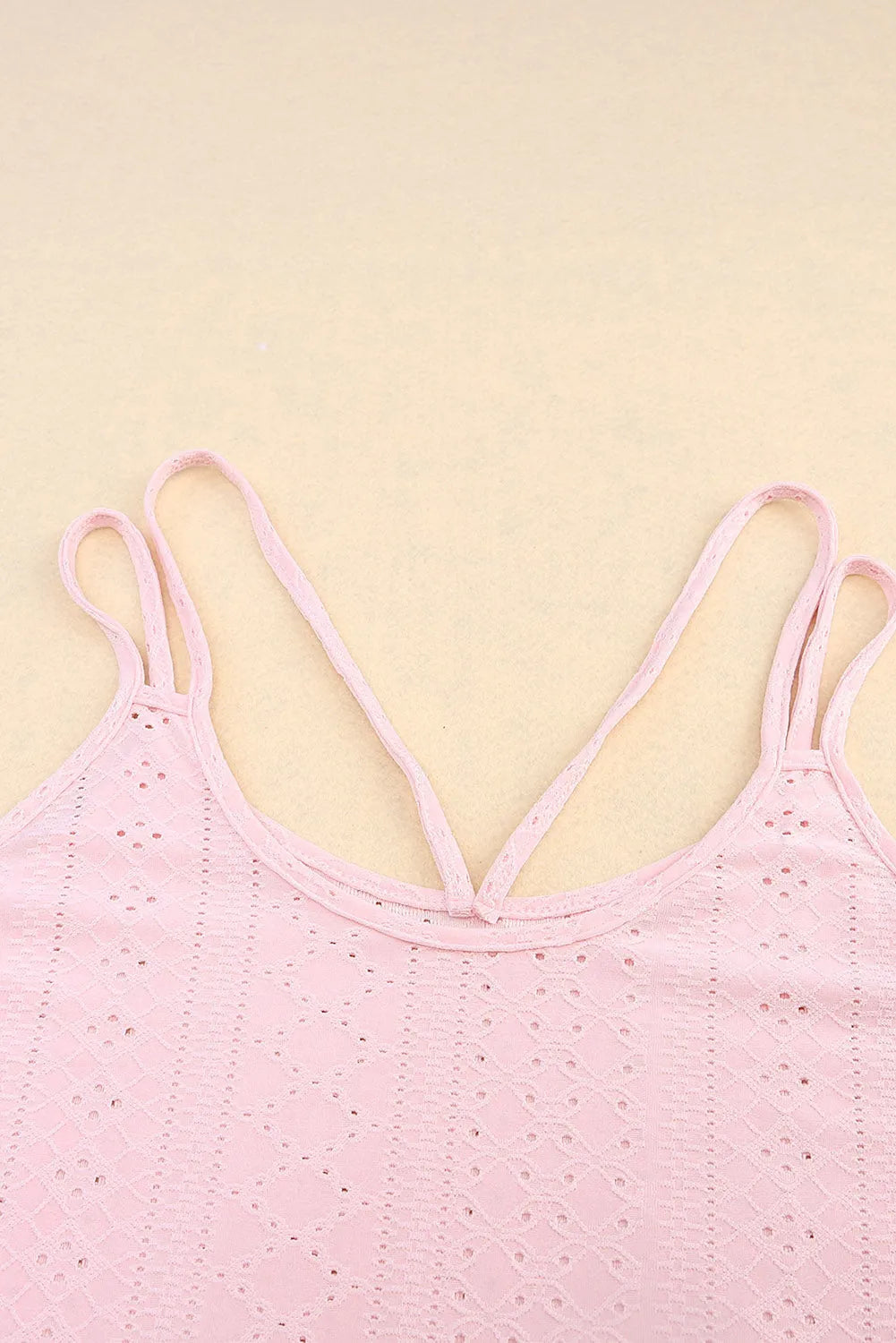 Pink Eyelet Strappy Scoop-Neck Tank Top - Chic Meadow Boutique 