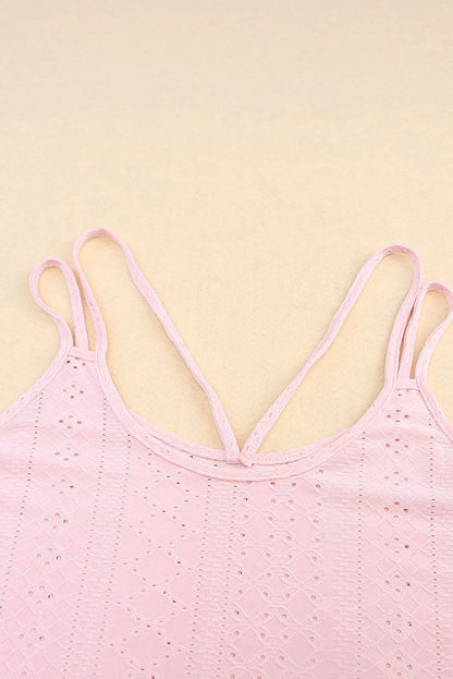 Pink Eyelet Strappy Scoop-Neck Tank Top - Chic Meadow Boutique 