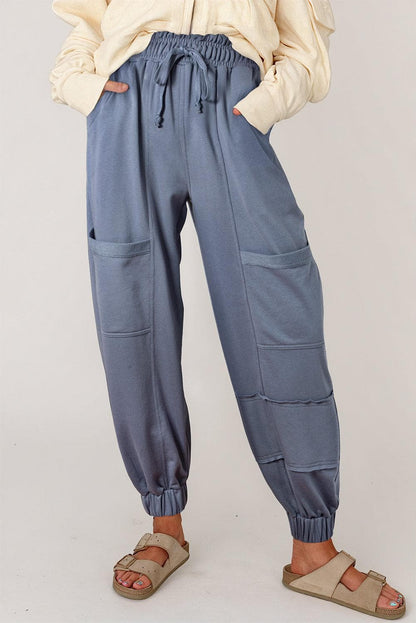 Bottoms/Pants & Culotte Wild Wind / S / 65%Polyester+35%Cotton Wild Wind Mineral Wash Multi Pockets Lace-up Waist Harem Pants