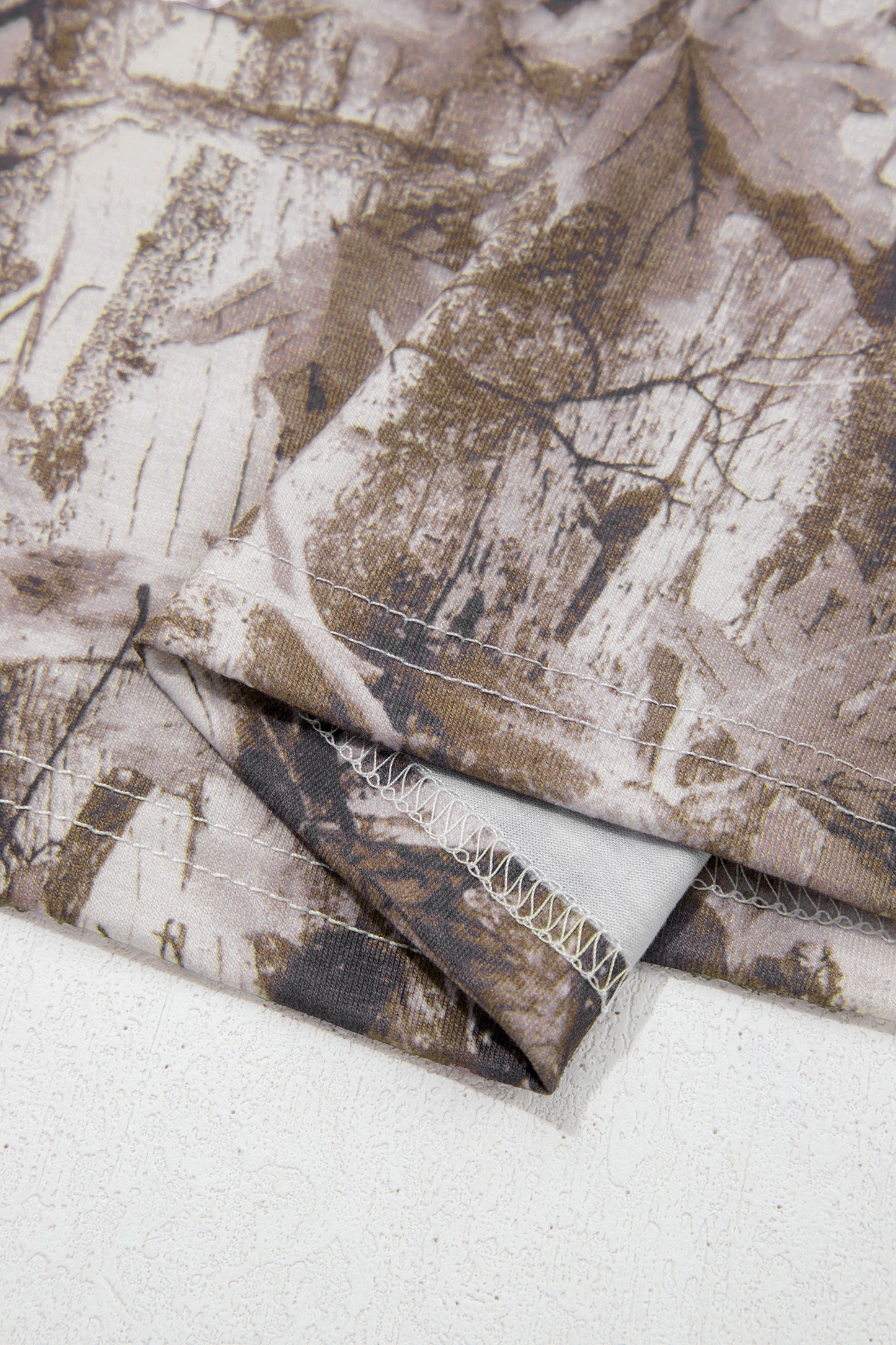 Khaki Plus Size Woodland Camouflage Print T Shirt