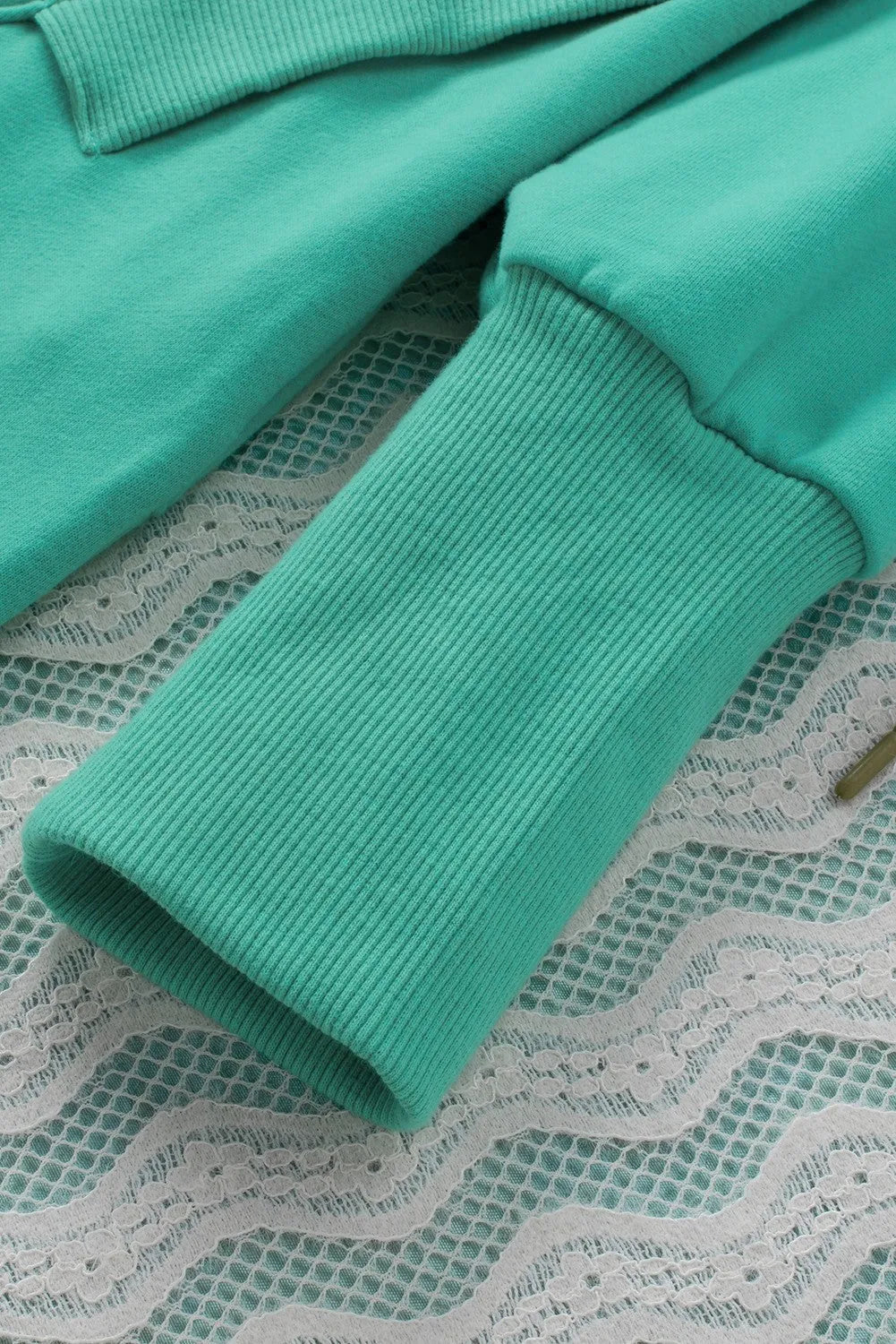 Turquoise Batwing Sleeve Pocketed Henley Hoodie - Chic Meadow Boutique 