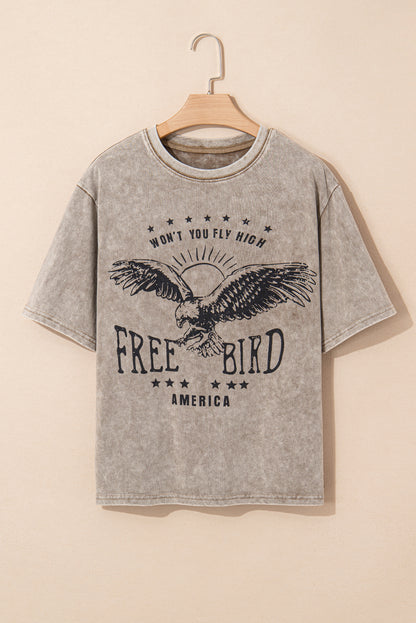 Parchment AMERICA FREE BIRD Vintage Graphic Mineral Washed Tee