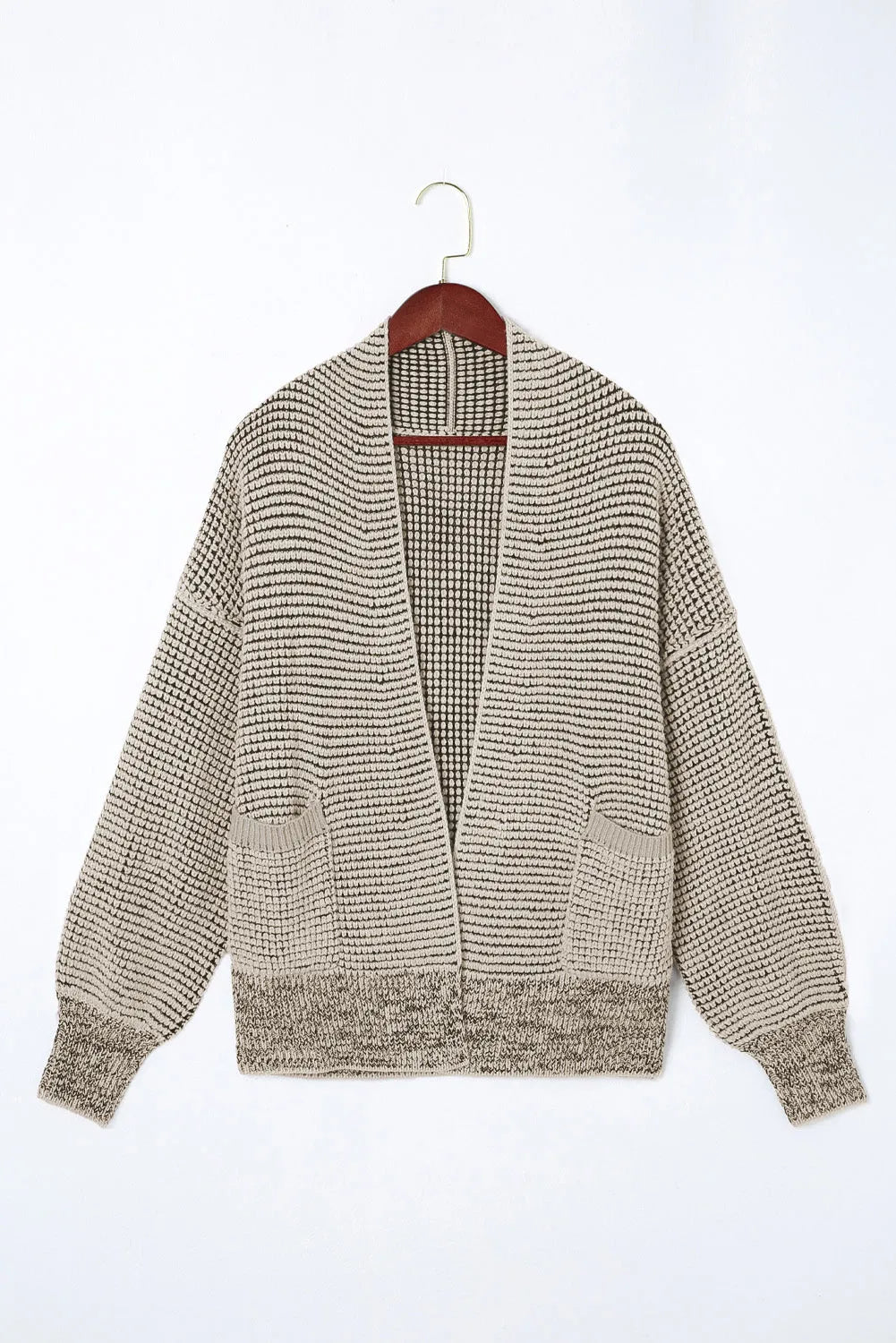 Apricot Chunky Waffle Knit Oversized Collar Cardigan - Chic Meadow Boutique 