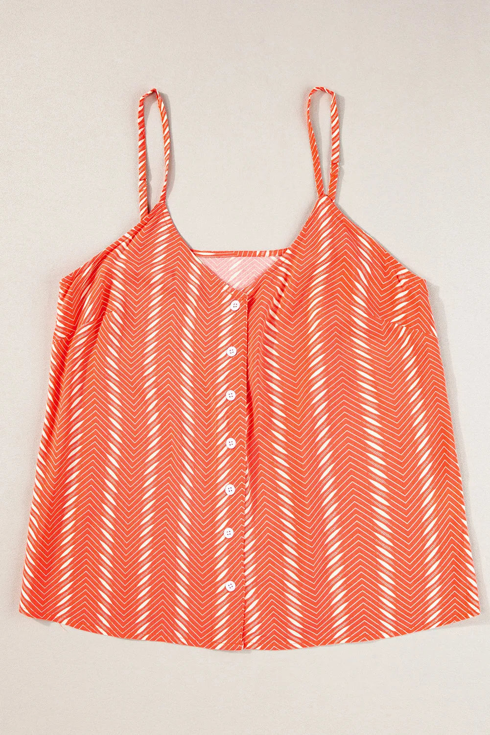 Orange Chevron Stripe Print Buttoned V Neck Cami Top - Chic Meadow Boutique 