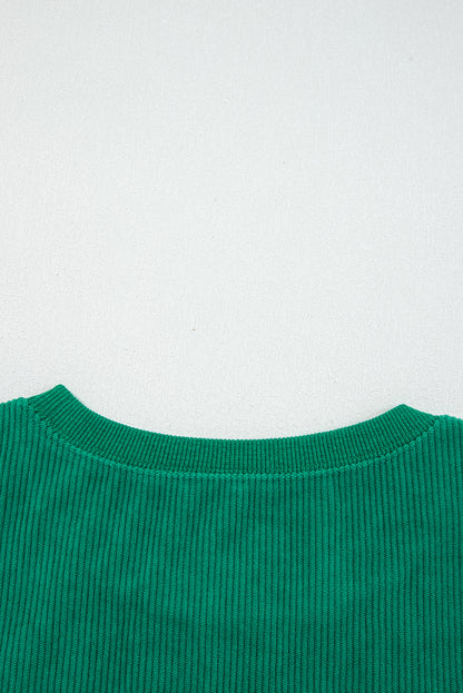 Dark Green merry little thing Corded Letter Graphic Ribbed Loose Sweatshirt