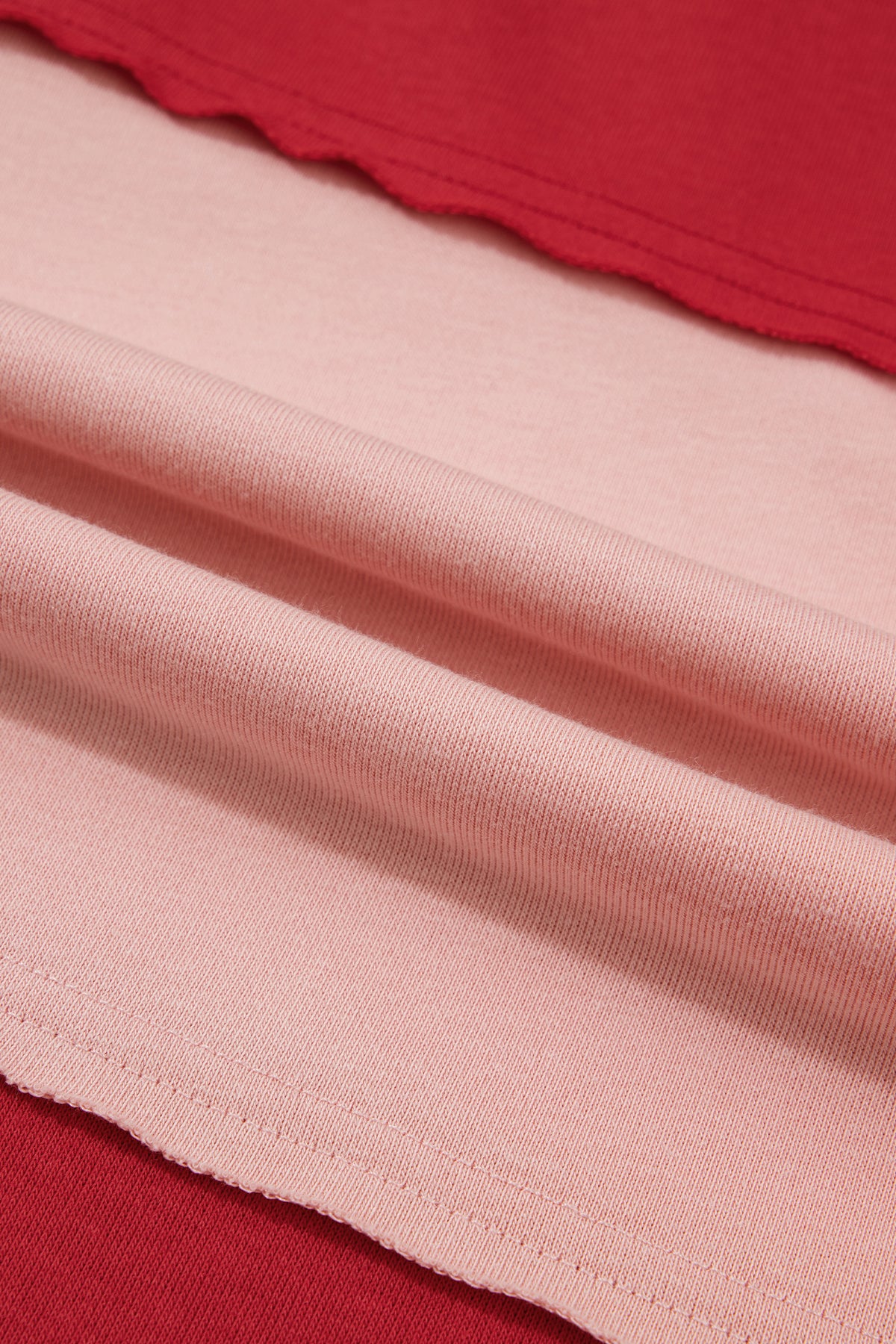 Fiery Red Raw Seam Colorblock Wide Leg Ankle Length Casual Pants