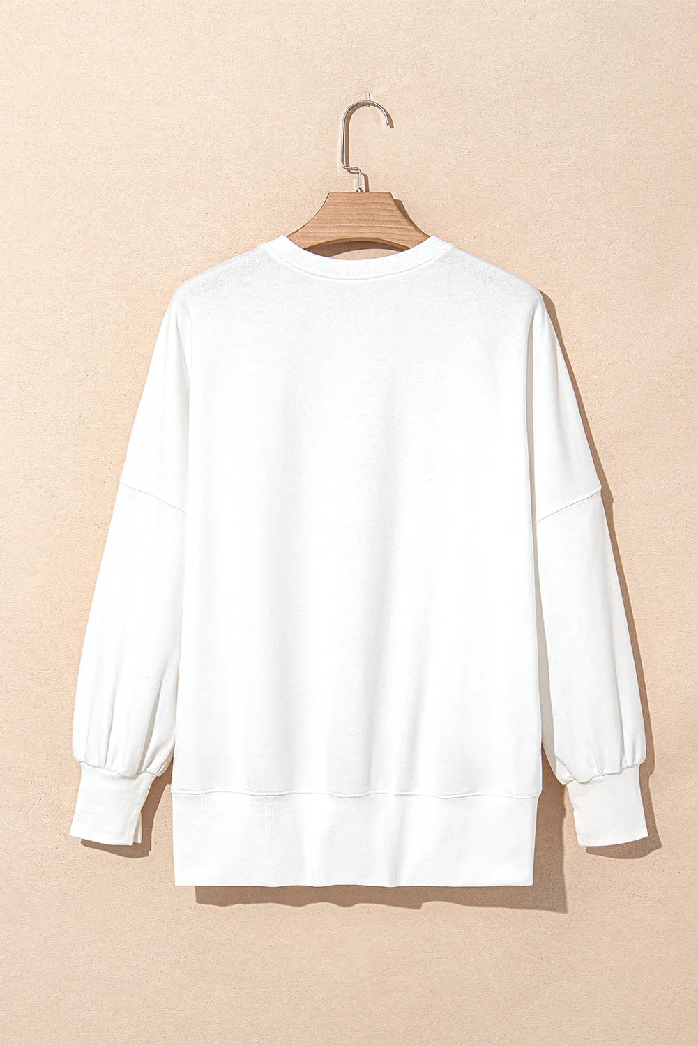 White Sequin Bowknot High Low Oversize Sweatshirt - Chic Meadow Boutique 