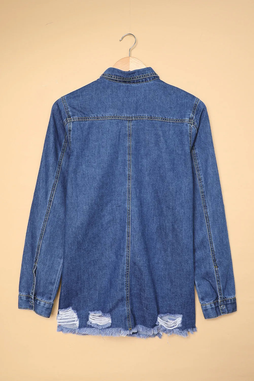 Blue Ripped Denim Jacket - Chic Meadow Boutique 