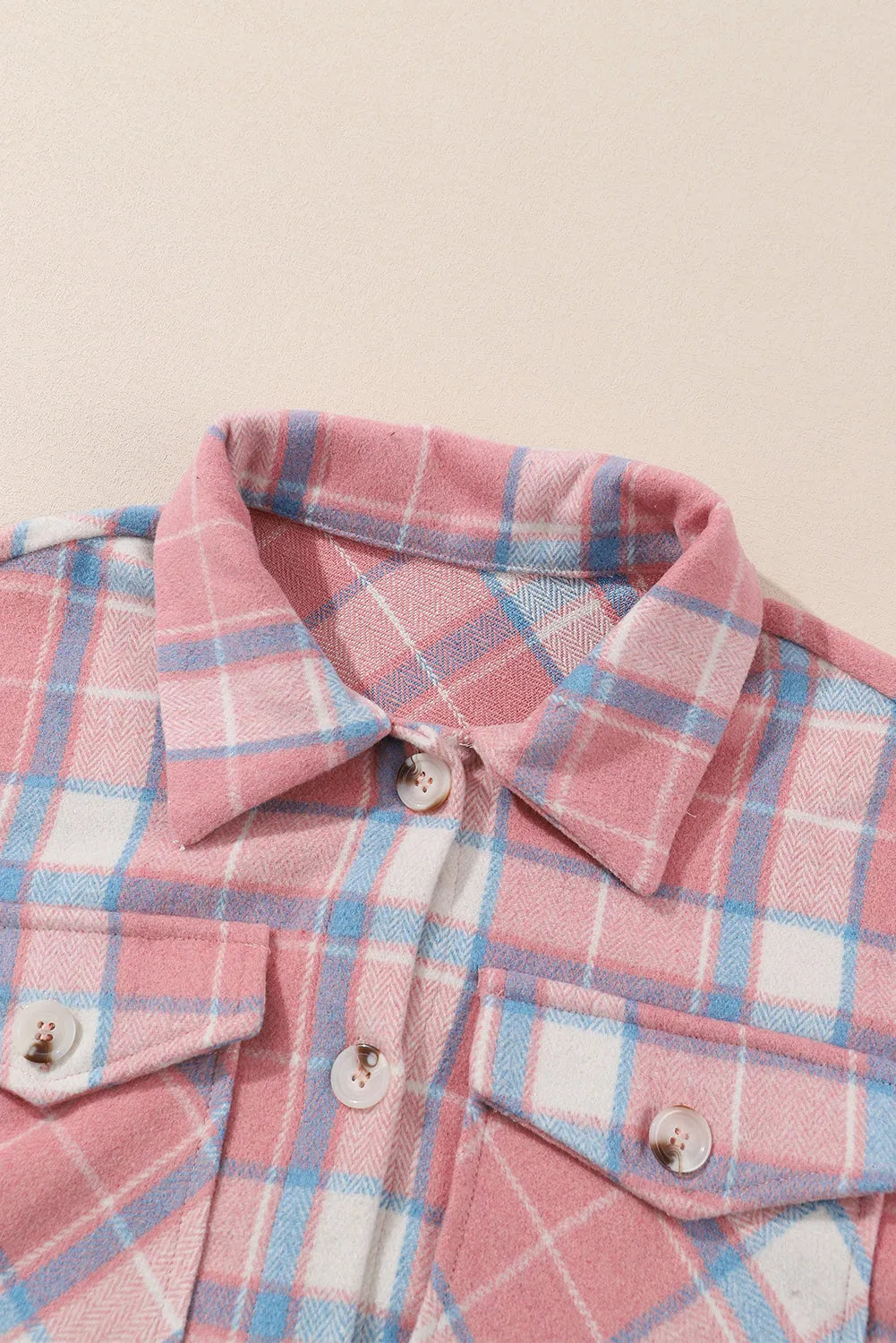 Pink Plaid Flap Pocket Flannel Shacket - Chic Meadow Boutique 