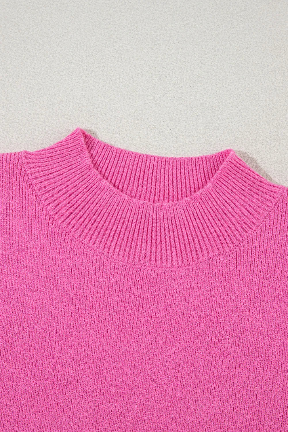 Pink Ribbed Knit Contrast Sleeve Sweater Top - Chic Meadow Boutique 