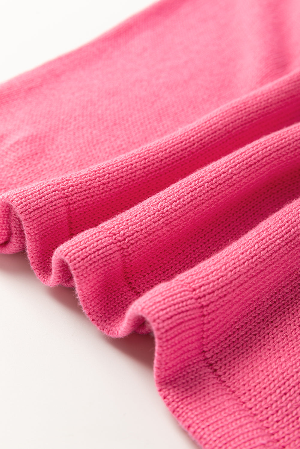 Bright Pink Contrast Trim Pearl Detail Sweater Tank Top