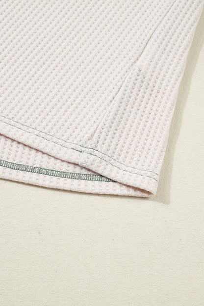 Mist Green Plus Size Waffled Color Block Long Sleeve Top