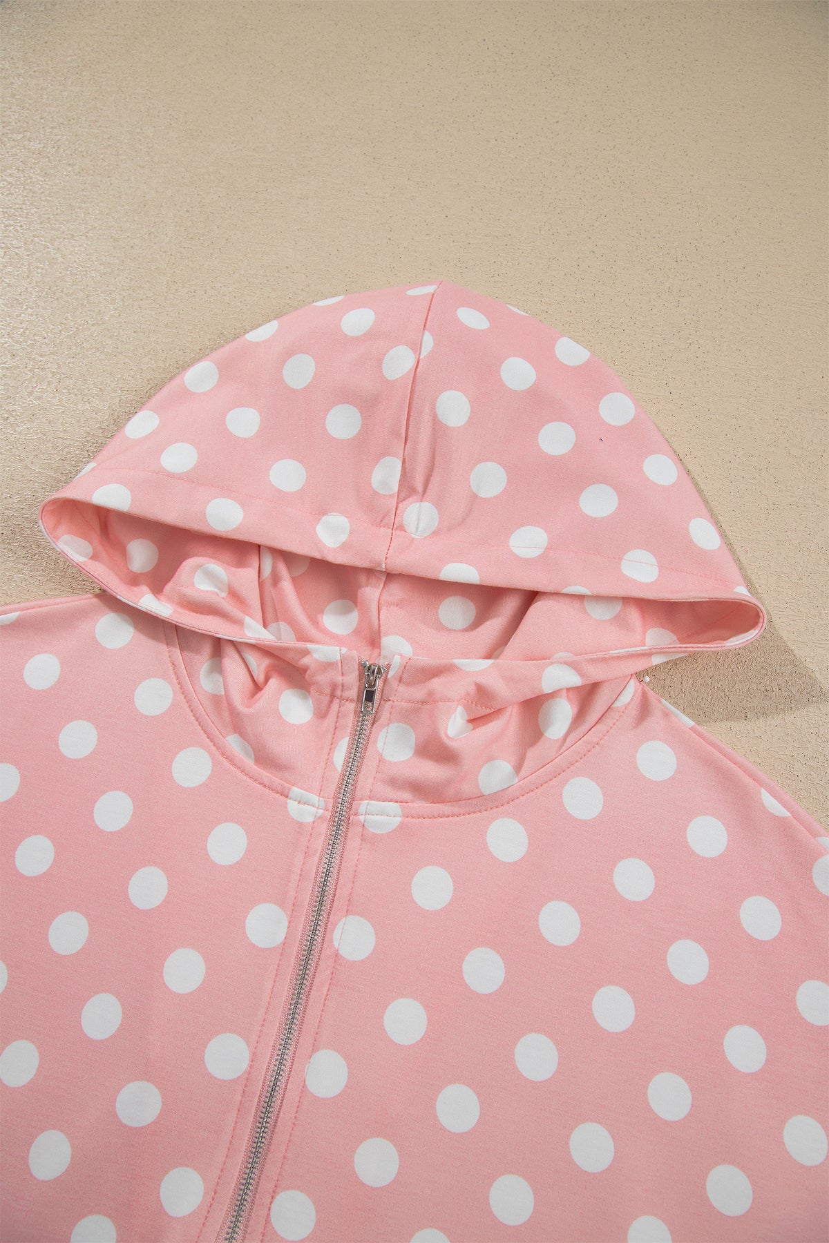 Pink Polka Dot Hooded Long Sleeve Top Casual Mini Skort Set