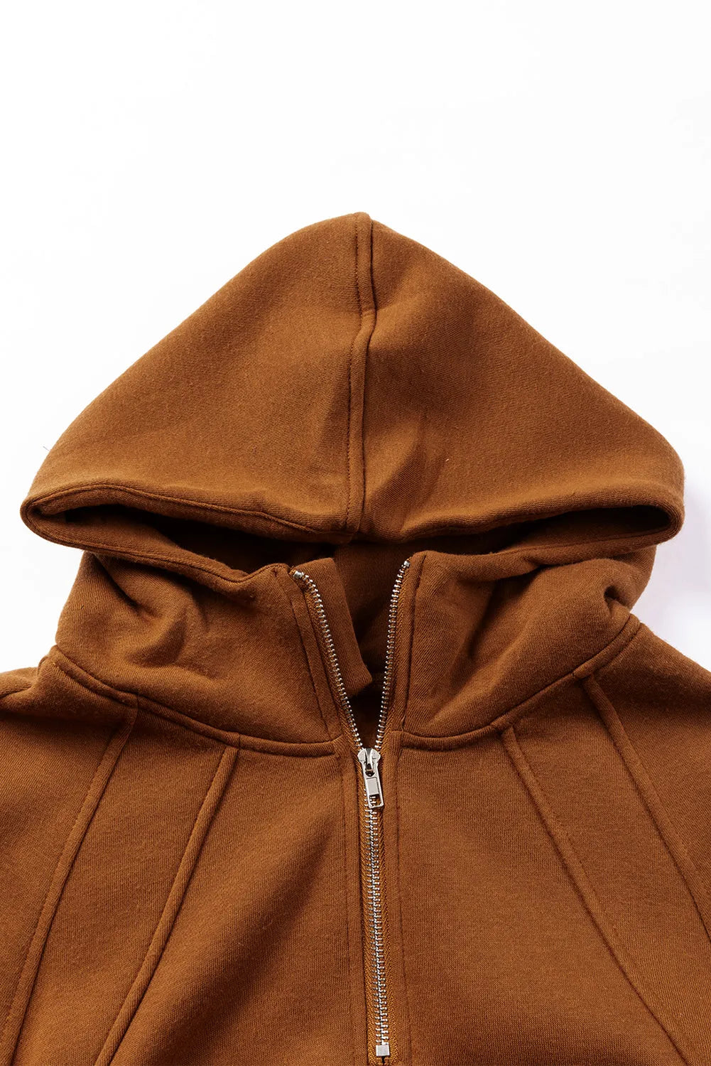 Brown Quarter Zip Kangaroo Pocket Hoodie - Chic Meadow Boutique 