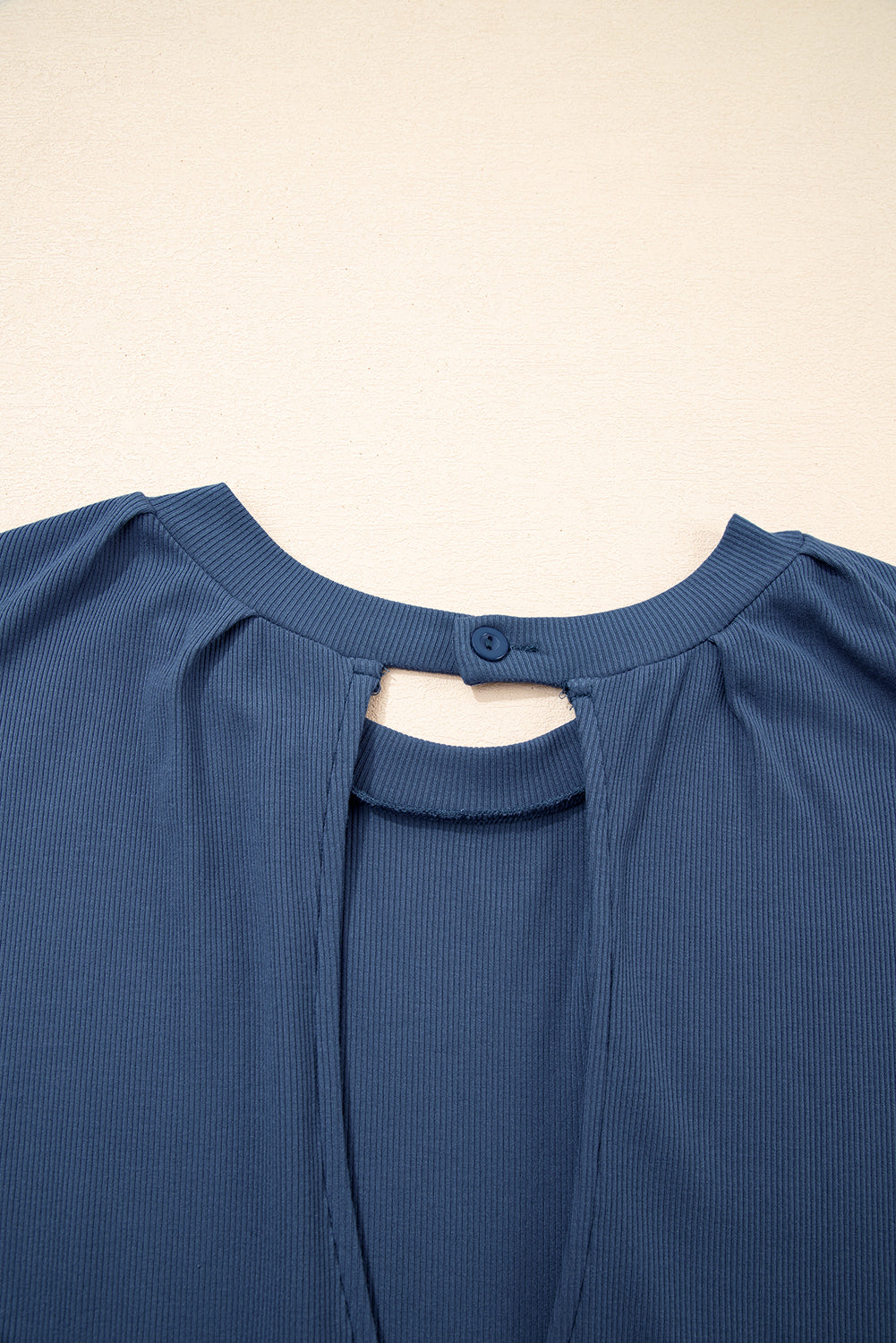 Ashleigh Blue Knit Open Back Cap Sleeve Drawstring Romper