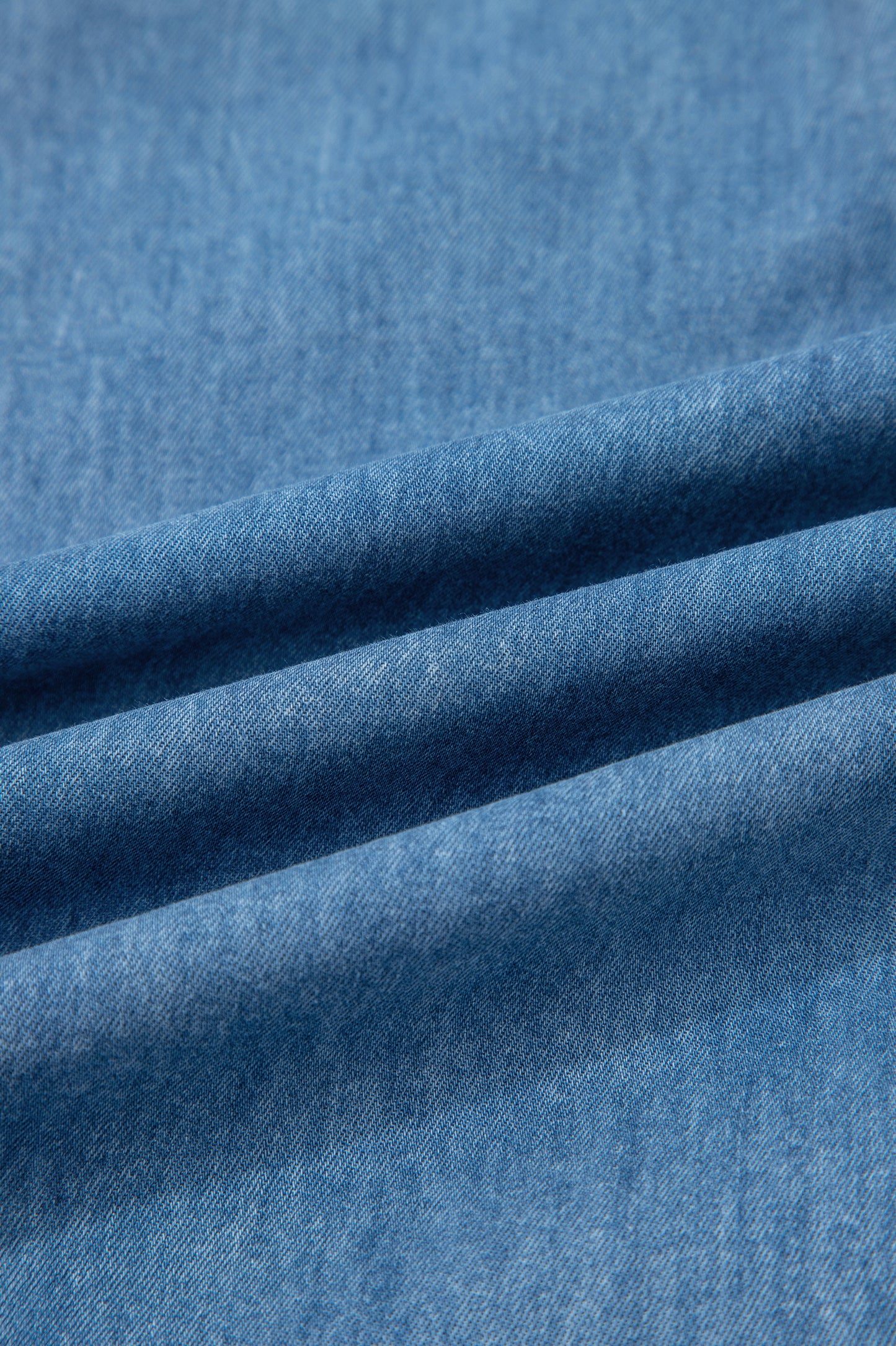 Dusk Blue Ruffled Hem Wide Leg Chambray Pants