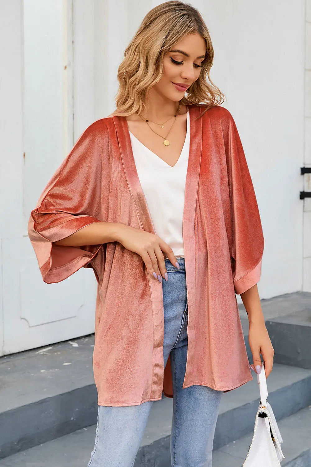 Pink Retro Velvet Wide Sleeves Cardigan - Chic Meadow Boutique 