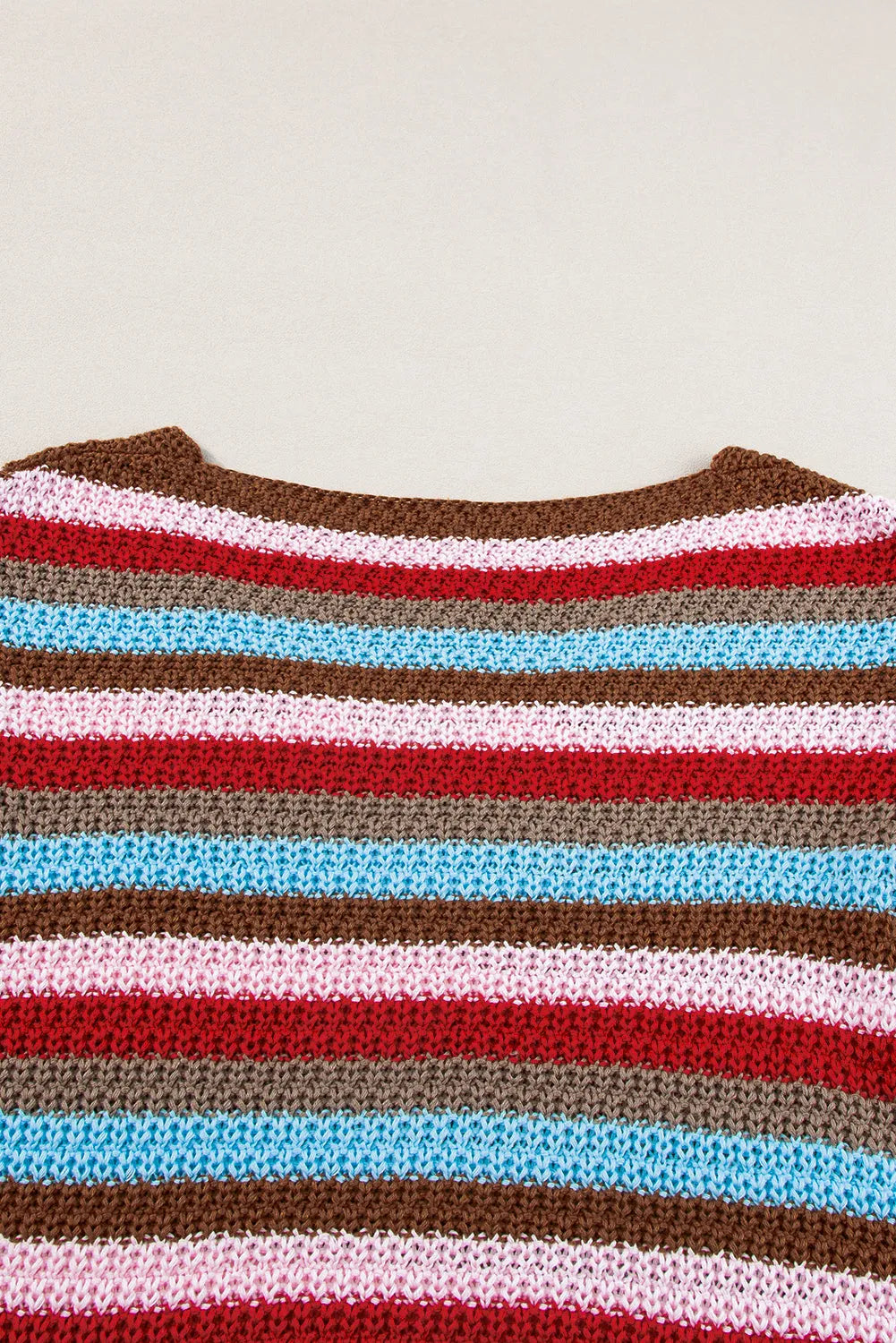 Multicolour Striped Ruffled Sleeve V Neck Sweater - Chic Meadow Boutique 