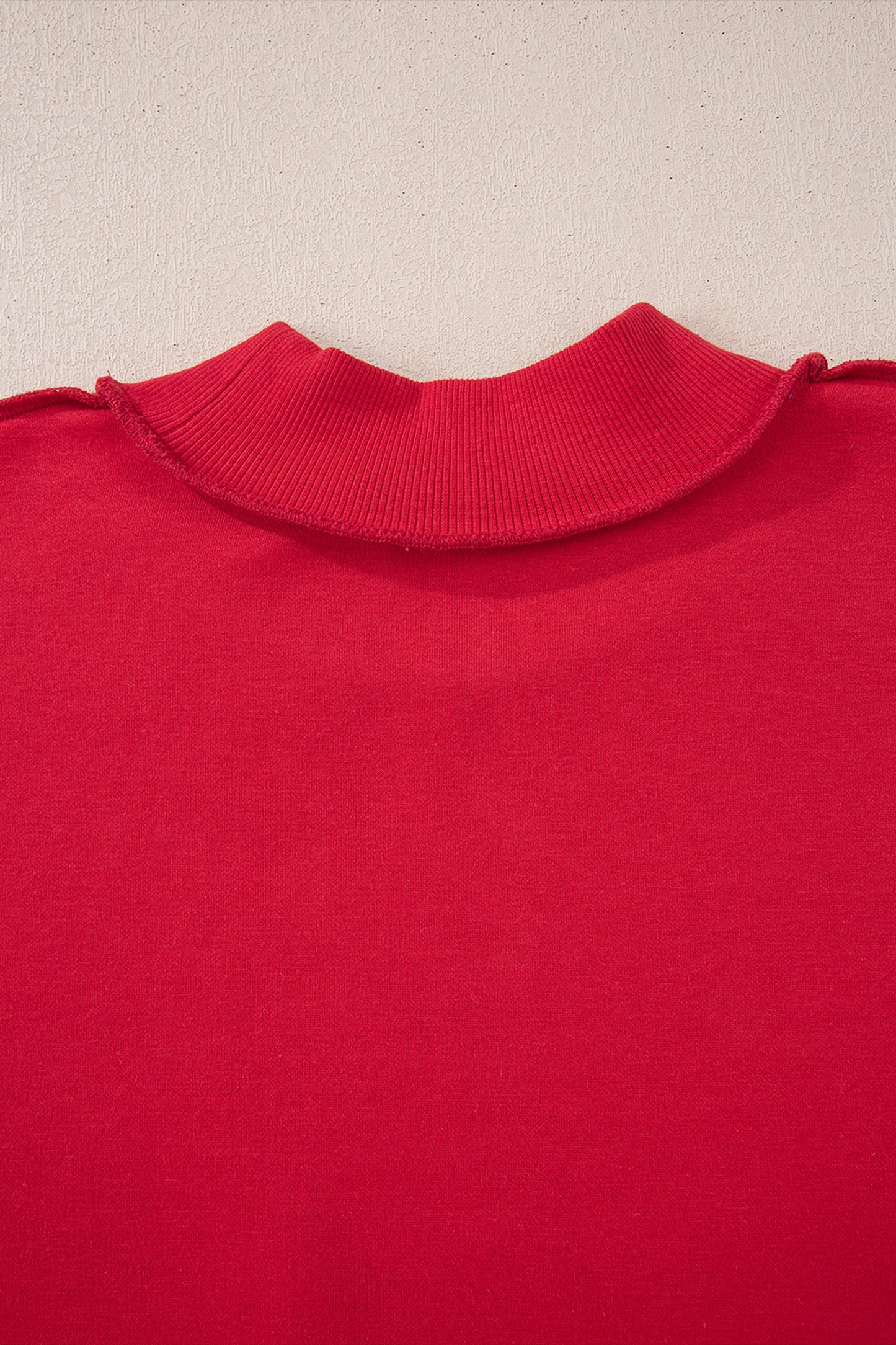 Racing Red Oversize Drop Shoulder Reversible Mock Neck Sweatshirt